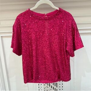 SAYLOR Fuchsia Sequin Short Sleeve Top